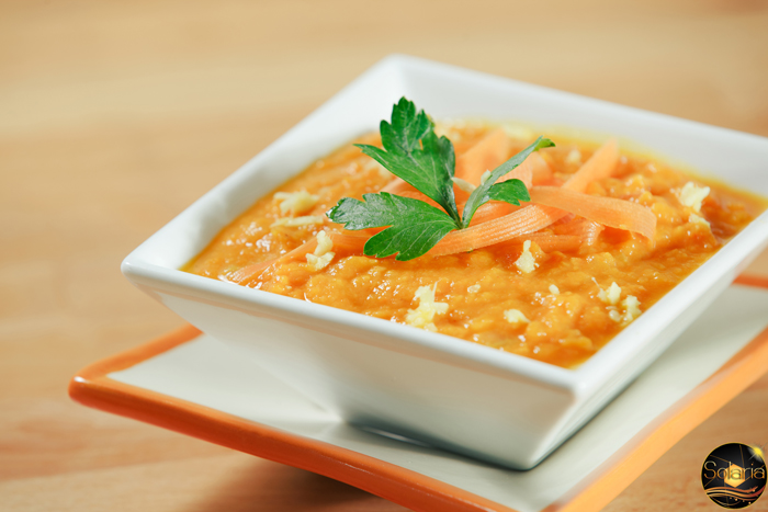 Bowl of ginger carrot soup